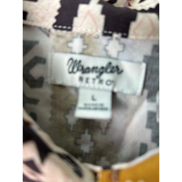 Wrangler Retro Wear Punchy Snap Top Pink/Brown Cowboy Western  Sz L - Picture 6 of 9